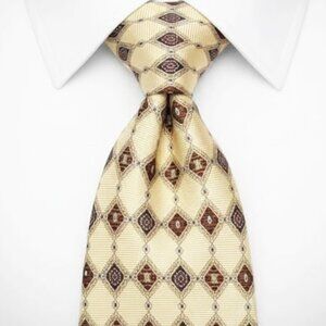 Tommy Hilfiger Silk Tie Burgundy Beige Preppy Baroque Paisley